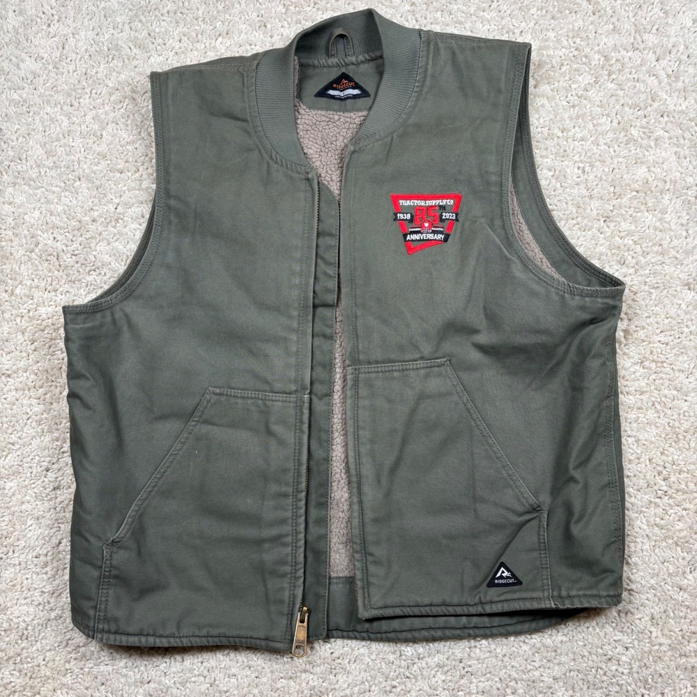 Ridgecut‎ Sherpa Lined Canvas Vest Tractor Supply 85th Anniversary Green L